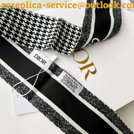 Replica Dior 30 Montaigne Mitzah Scarf in Black and White Silk Twill 4