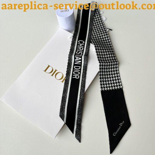 Replica Dior 30 Montaigne Mitzah Scarf in Black and White Silk Twill 5