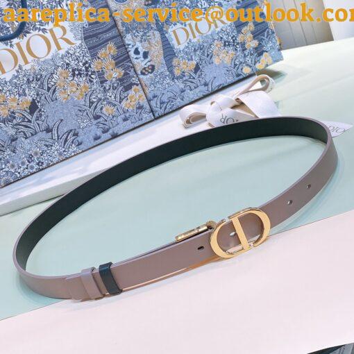 Replica Dior 30 Montaigne Reversible 20MM Belt in Grey and Black Calfskin 4