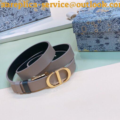 Replica Dior 30 Montaigne Reversible 20MM Belt in Grey and Black Calfskin 5