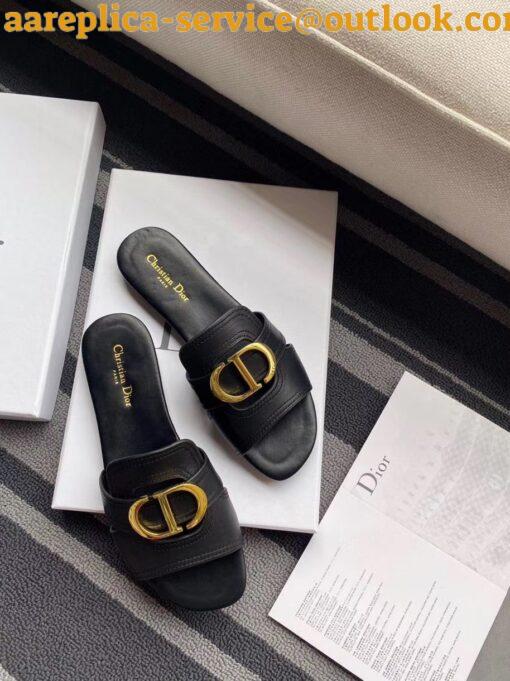 Replica Dior 30 Montaigne Heeled Slides In Black Calfskin 9