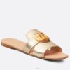 Replica Dior 30 Montaigne Heeled Slides In Black Calfskin 43