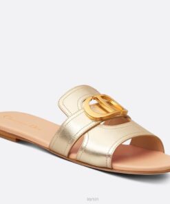 Replica Dior 30 Montaigne Slides In Gold Metallic Calfskin