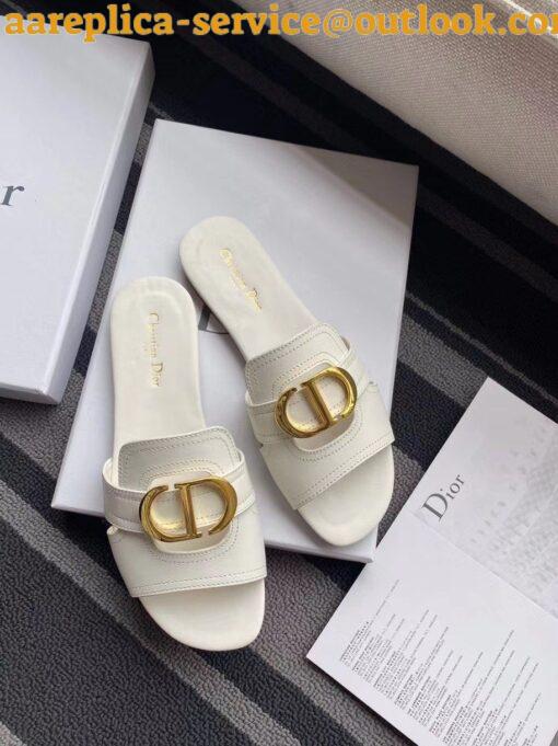 Replica Dior 30 Montaigne Slides In White Calfskin 3