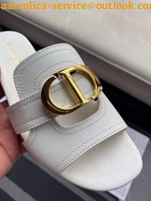 Replica Dior 30 Montaigne Slides In White Calfskin 4