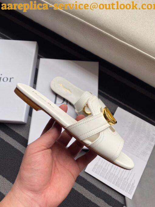 Replica Dior 30 Montaigne Slides In White Calfskin 5