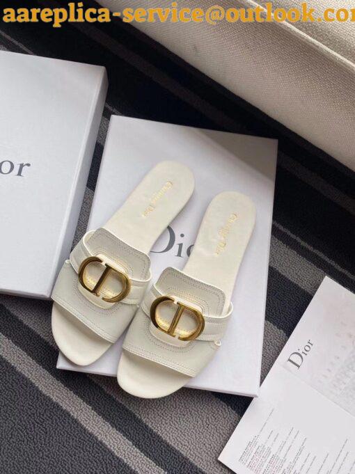 Replica Dior 30 Montaigne Slides In White Calfskin 6