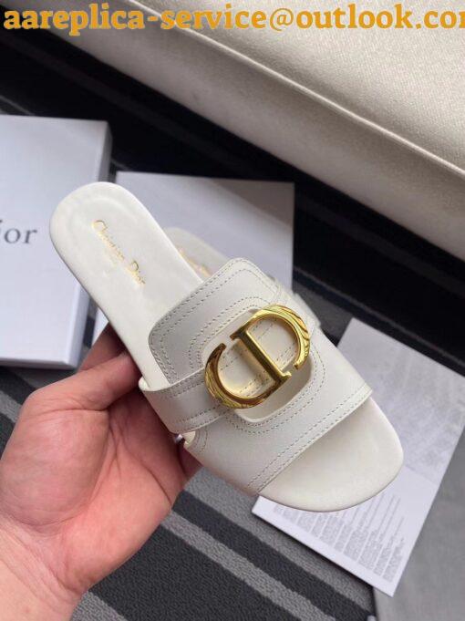 Replica Dior 30 Montaigne Slides In White Calfskin 8