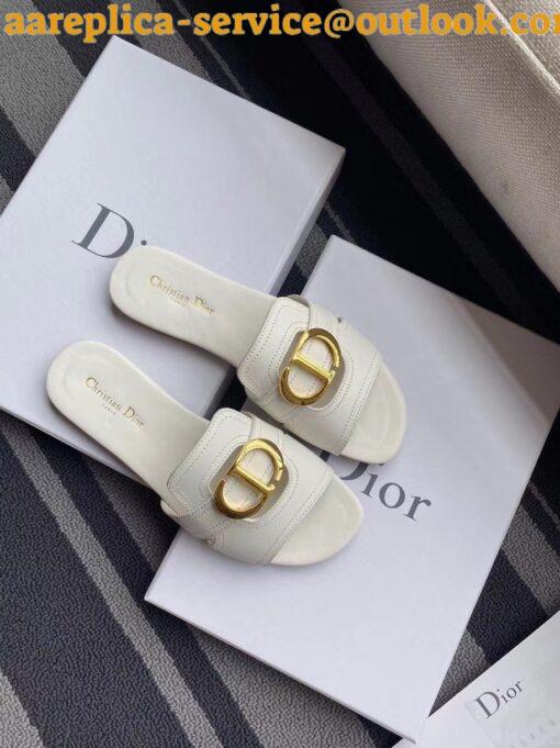 Replica Dior 30 Montaigne Slides In White Calfskin 9