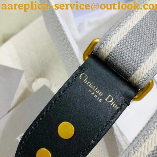 Replica Dior Adjustable Shoulder Strap in Grey Embroidery Canvas 11