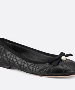 Replica Dior Ballerina Flats in Black Quilted Cannage Calfskin