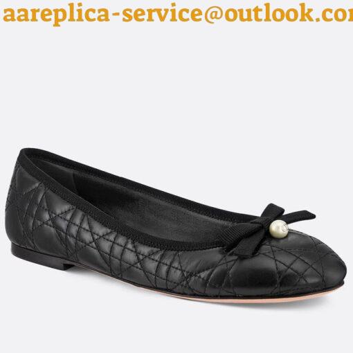 Replica Dior Ballerina Flats in Black Quilted Cannage Calfskin