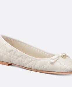 Replica Dior Ballerina Flats in White Quilted Cannage Calfskin