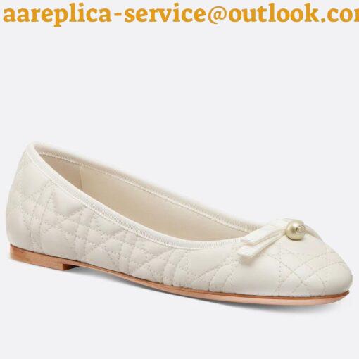 Replica Dior Ballerina Flats in White Quilted Cannage Calfskin