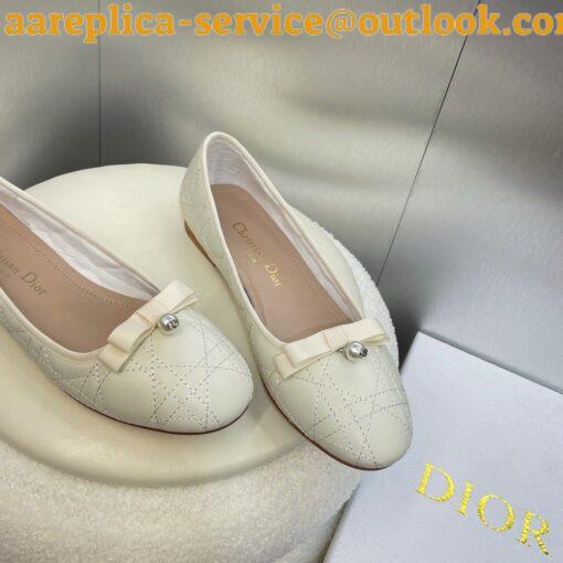 Replica Dior Ballerina Flats in White Quilted Cannage Calfskin 3