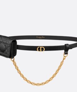 Replica Dior Caro 15MM Belt with Removable Pouch in Black Calfskin