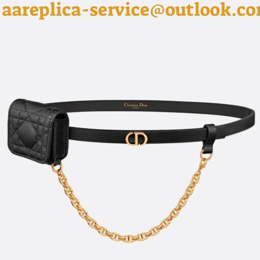 Replica Dior Caro 15MM Belt with Removable Pouch in Black Calfskin