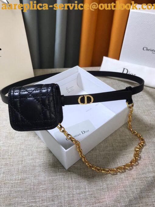 Replica Dior Caro 15MM Belt with Removable Pouch in Black Calfskin 17