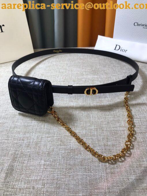 Replica Dior Caro 15MM Belt with Removable Pouch in Black Calfskin 18