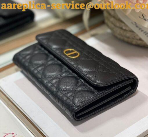 Replica Dior Caro Continental Wallet In Black Cannage Calfskin 3