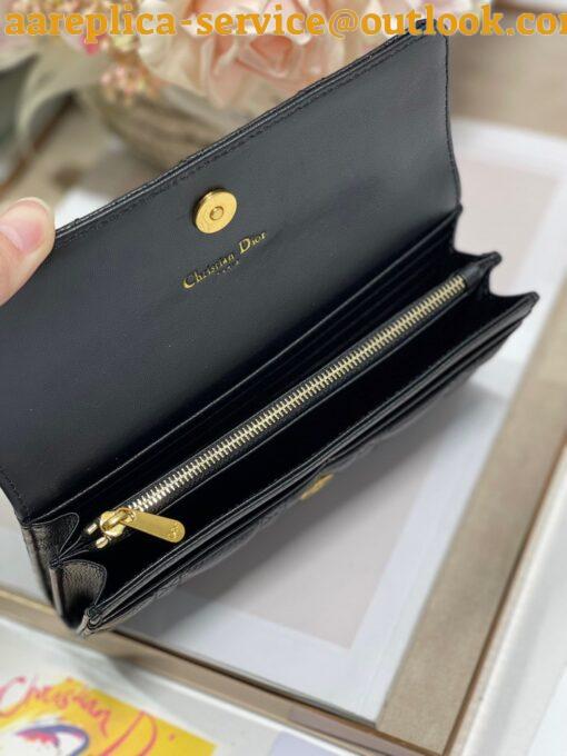 Replica Dior Caro Continental Wallet In Black Cannage Calfskin 7