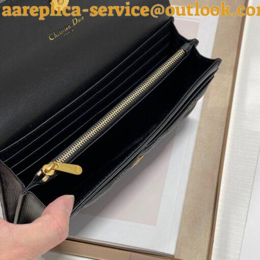 Replica Dior Caro Continental Wallet In Black Cannage Calfskin 8