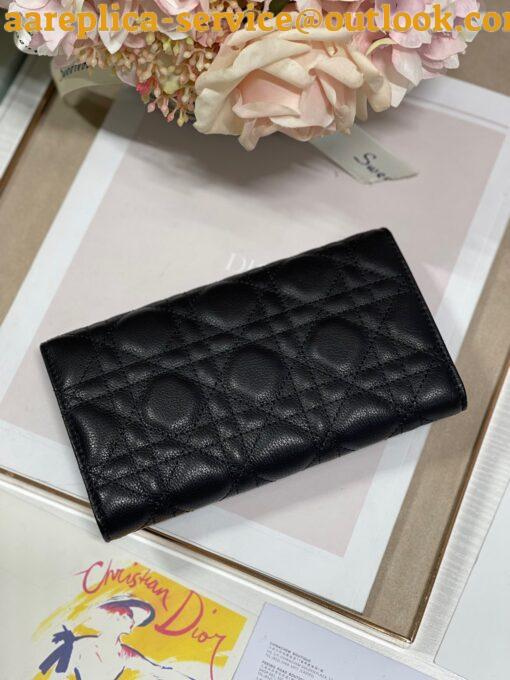 Replica Dior Caro Continental Wallet In Black Cannage Calfskin 9