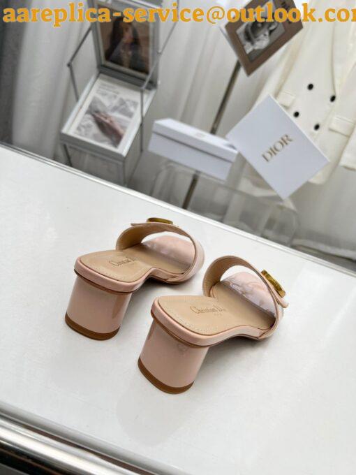 Replica Dior C’est Heeled 50MM Slides in Nude Patent Calfskin 6