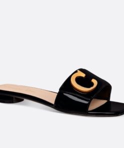 Replica Dior C’est Slides in Black Patent Calfskin