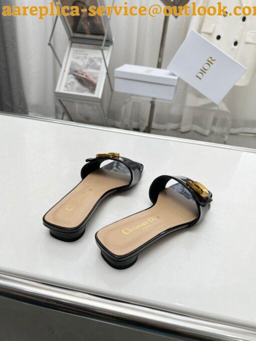 Replica Dior C’est Slides in Black Patent Calfskin 3