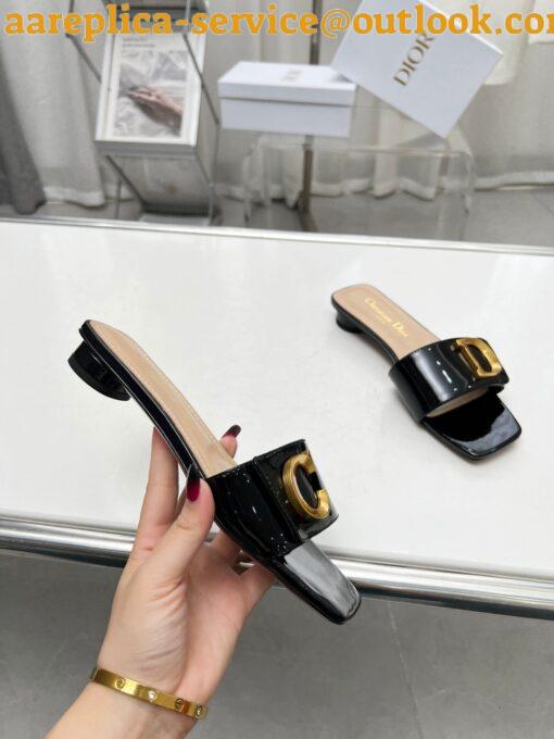 Replica Dior C’est Slides in Black Patent Calfskin 5