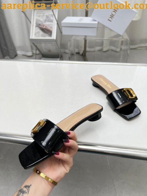 Replica Dior C’est Slides in Black Patent Calfskin 7