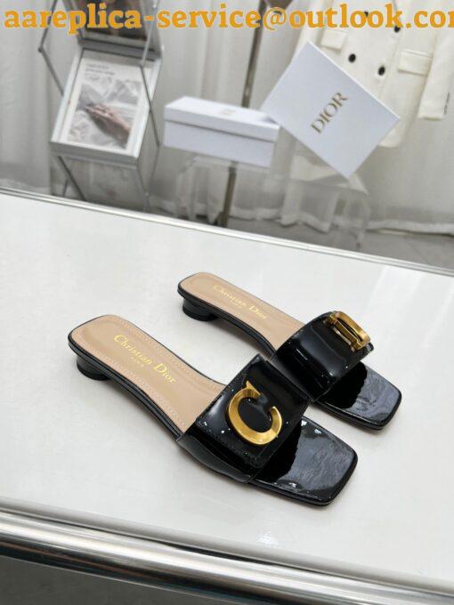 Replica Dior C’est Slides in Black Patent Calfskin 8