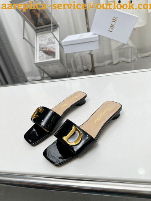 Replica Dior C’est Slides in Black Patent Calfskin 9