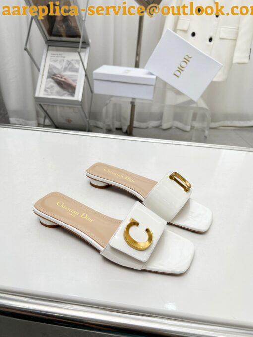 Replica Dior C’est Slides in White Patent Calfskin 5