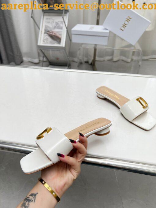 Replica Dior C’est Slides in White Patent Calfskin 6