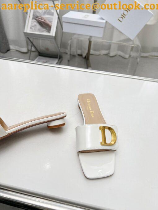 Replica Dior C’est Slides in White Patent Calfskin 9