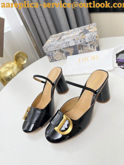 Replica Dior C’est Slingback Pumps 80MM in Black Patent Calfskin 4