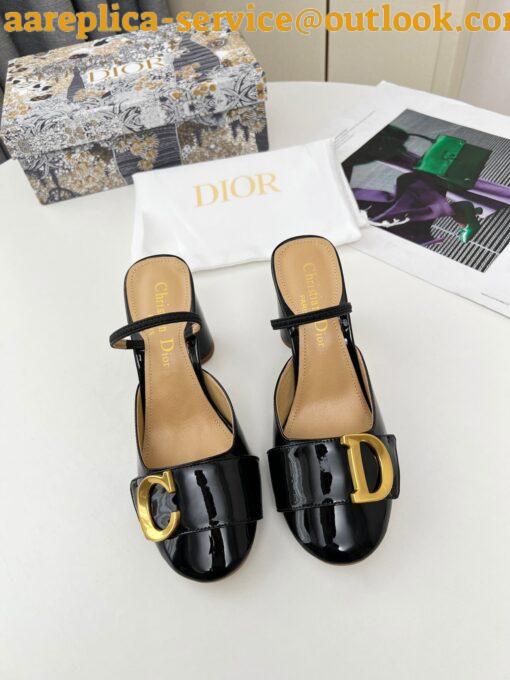 Replica Dior C’est Slingback Pumps 80MM in Black Patent Calfskin 5