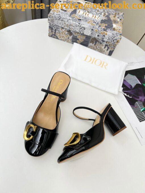 Replica Dior C’est Slingback Pumps 80MM in Black Patent Calfskin 7