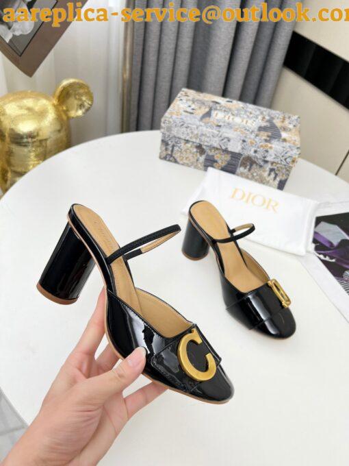 Replica Dior C’est Slingback Pumps 80MM in Black Patent Calfskin 9