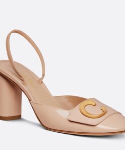 Replica Dior C’est Slingback Pumps 80MM in Nude Patent Calfskin