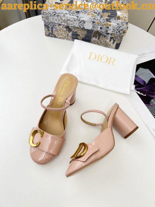 Replica Dior C’est Slingback Pumps 80MM in Nude Patent Calfskin 3