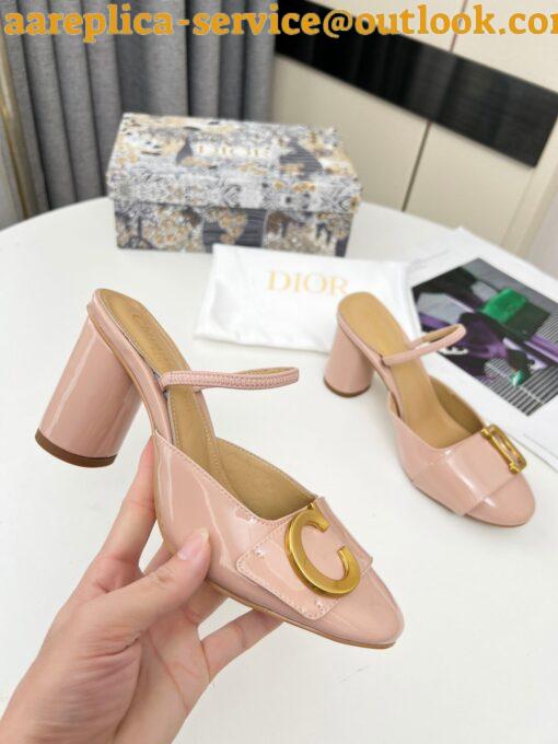 Replica Dior C’est Slingback Pumps 80MM in Nude Patent Calfskin 4