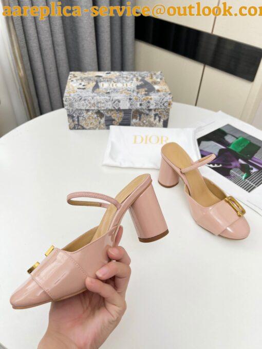 Replica Dior C’est Slingback Pumps 80MM in Nude Patent Calfskin 6