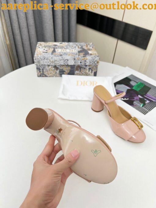 Replica Dior C’est Slingback Pumps 80MM in Nude Patent Calfskin 8