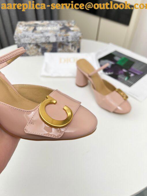 Replica Dior C’est Slingback Pumps 80MM in Nude Patent Calfskin 9