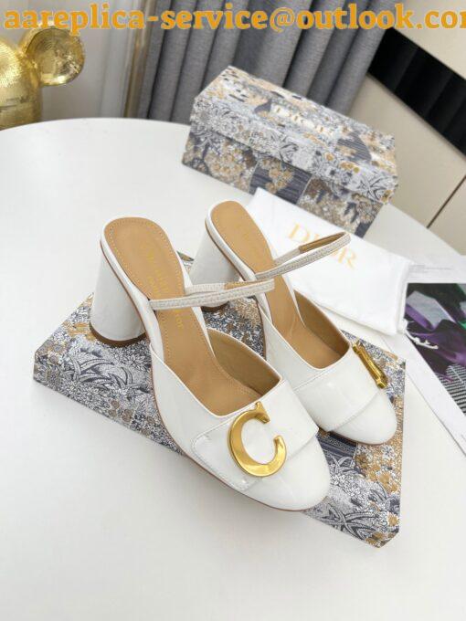 Replica Dior C’est Slingback Pumps 80MM in White Patent Calfskin 4