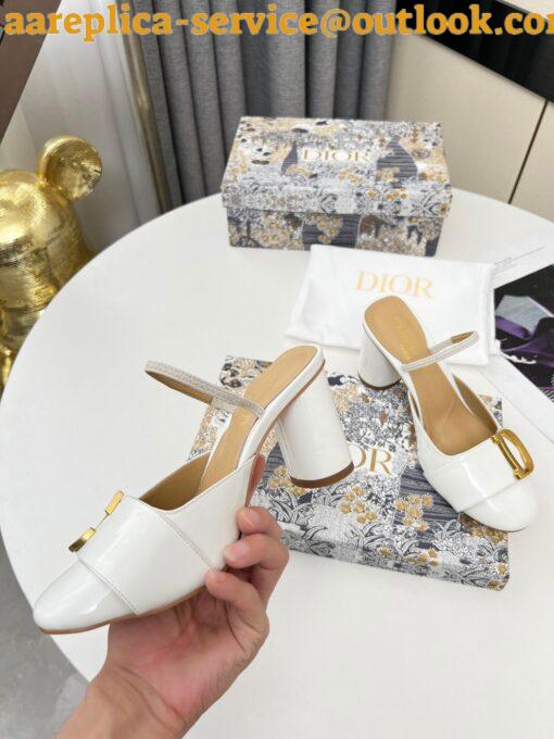 Replica Dior C’est Slingback Pumps 80MM in White Patent Calfskin 7