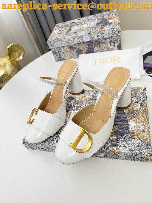 Replica Dior C’est Slingback Pumps 80MM in White Patent Calfskin 9